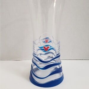 Disney Cruise Line Tall Plastic Souvenir Cup With Logo Red Blue And Clear